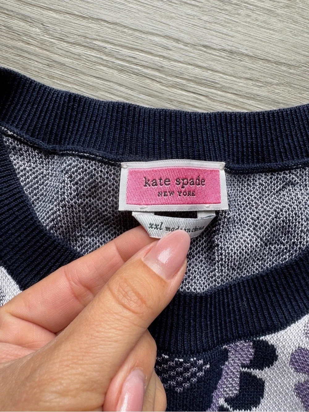 kate spade Navy and Lavender Floral Knit Sweater